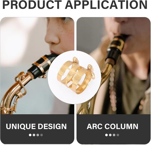 Luxshiny Alto Saxophone Ligature Clip with Embossed Metal Reed Holder, Copper Fixing Clamp for Sax Mouthpiece, Adjustable Wind Instrument Accessory for Alto Sax Players in Kuwait