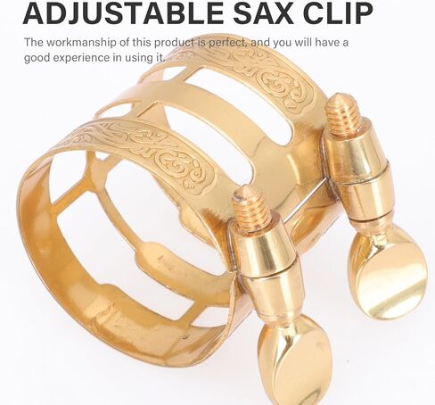Luxshiny Alto Saxophone Ligature Clip with Embossed Metal Reed Holder, Copper Fixing Clamp for Sax Mouthpiece, Adjustable Wind Instrument Accessory for Alto Sax Players in Kuwait