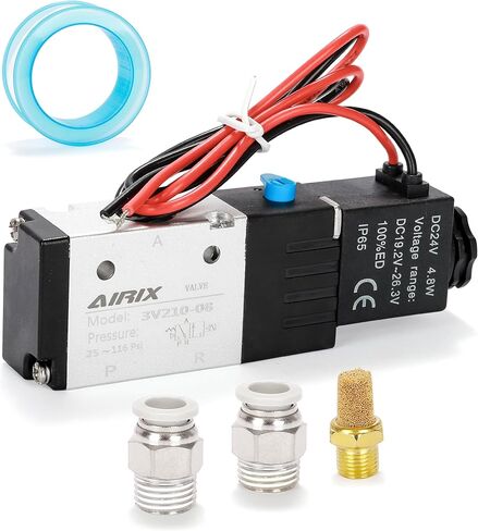 3V210-08 Pneumatic Solenoid Valve DC24V, 2 Position 3 Way, 1/4" NPT, Pilot-Operated Single Coil, Fast Response Electric Air Valve Out Of Line & Quick Connect Fittings in Saudi Arabia