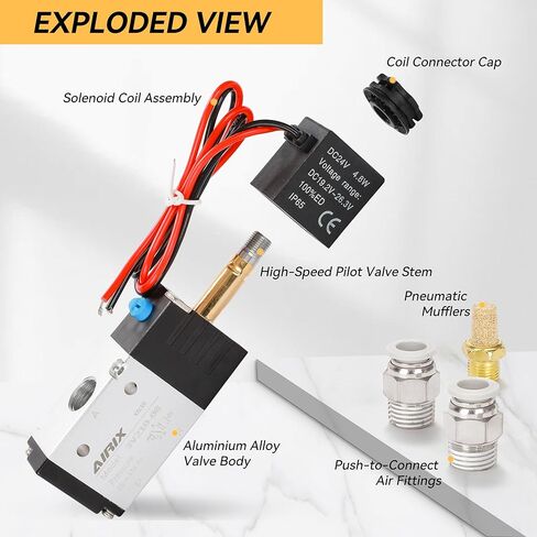 3V210-08 Pneumatic Solenoid Valve DC24V, 2 Position 3 Way, 1/4" NPT, Pilot-Operated Single Coil, Fast Response Electric Air Valve Out Of Line & Quick Connect Fittings in Saudi Arabia