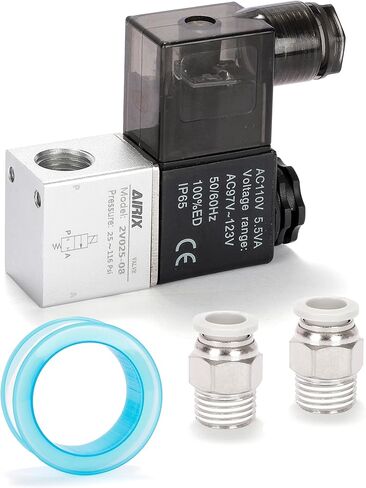 3V210-08 Pneumatic Solenoid Valve DC24V, 2 Position 3 Way, 1/4" NPT, Pilot-Operated Single Coil, Fast Response Electric Air Valve Out Of Line & Quick Connect Fittings in Saudi Arabia