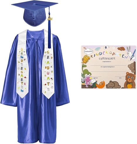 GraduatePro Kindergarten Graduation Cap and Gown Package Class of 2025 for Kids with Stole Certificate in Saudi Arabia