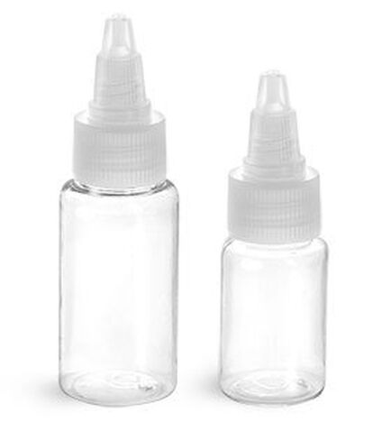 1/2 oz Clear PET Round Bottles w/Natural Twist Top Caps in Kuwait