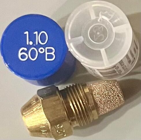 Oil Burner Nozzle, 1.10 60 B, Solid Spray Blue Cap 1.10 60 B Oil Nozzle 1.10 Gallons per minute with a 60 degree Solid Spray in Saudi Arabia