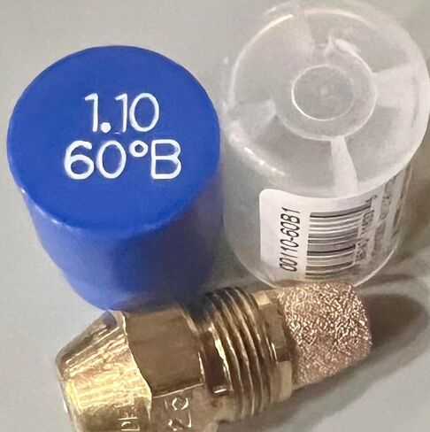 Oil Burner Nozzle, 1.10 60 B, Solid Spray Blue Cap 1.10 60 B Oil Nozzle 1.10 Gallons per minute with a 60 degree Solid Spray in Saudi Arabia