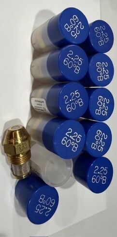 Ten Pack - Oil Burner Nozzle, 2.25 60 B, Solid Spray Blue Cap 2.25 60 B Oil Nozzle 2.25 Gallons per minute with a 60 degree Solid Spray in Saudi Arabia