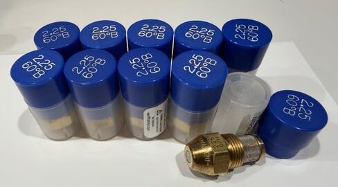 Ten Pack - Oil Burner Nozzle, 2.25 60 B, Solid Spray Blue Cap 2.25 60 B Oil Nozzle 2.25 Gallons per minute with a 60 degree Solid Spray in Saudi Arabia