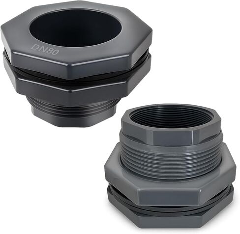 Bulkhead Fitting 3 Inch PVC - Heavy-Duty Plumbing Kit for Water Tank, Aquariums, Rain Barrels & Pools with Reinforced Seals in Saudi Arabia