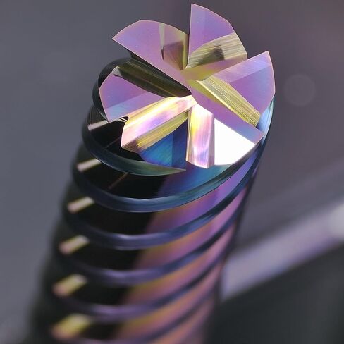 Tools Carbide End Mills,6 Flute Square Milling Cutter，DLC Coating High Helix Angle for Aluminum, Copper Finshing Milling Processing - 1/4 Shank (1/4-2.5" 1PCS) in Kuwait