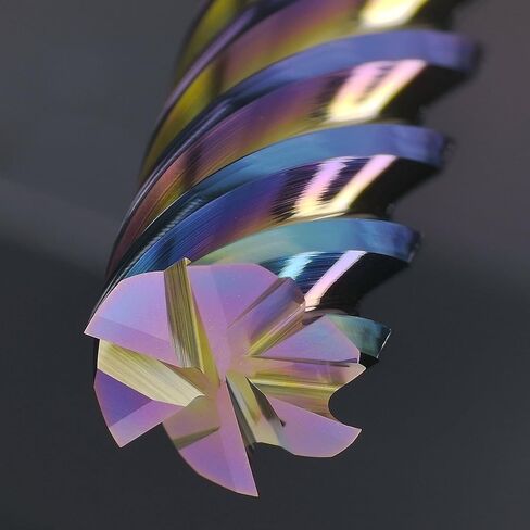 Tools Carbide End Mills,6 Flute Square Milling Cutter，DLC Coating High Helix Angle for Aluminum, Copper Finshing Milling Processing - 1/4 Shank (1/4-2.5" 1PCS) in Kuwait