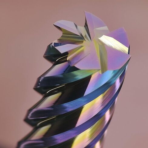 Tools Carbide End Mills,6 Flute Square Milling Cutter，DLC Coating High Helix Angle for Aluminum, Copper Finshing Milling Processing - 1/4 Shank (1/4-2.5" 1PCS) in Kuwait