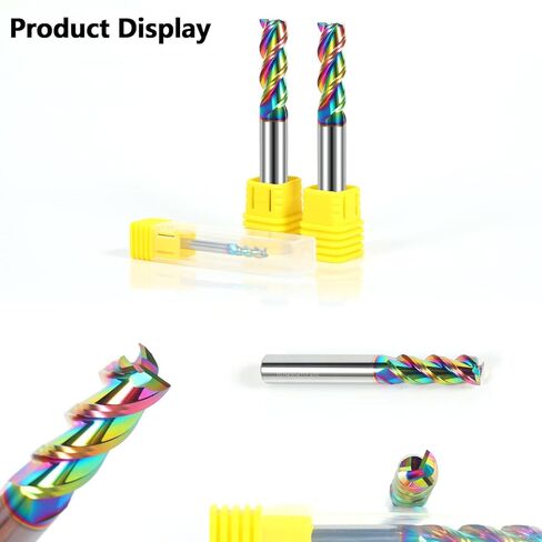 5pcs 1/16" Solid Carbide Flat End Mills Set 3 Flute Diamond-Like Coating End Milling Cutter for Aluminum,Copper,Magnesium Alloys in Kuwait