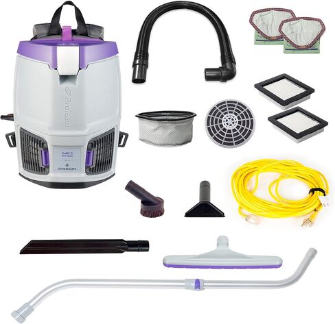 ProTeam GoFit 3 Cordless 4Ah, 3 qt. Commercial Backpack Vacuum w/Xover Multi-Surface Telescoping Wand Tool Kit, 107774 in Kuwait