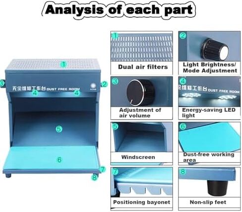 غطاء التدفق الصفحي العمودي مع فلتر HEPA - مقعد نظيف لبيئة خالية من الغبار، لإصلاح شاشات الكريستال السائل للهاتف، وورشة العمل، واستخدام المرافق in Kuwait