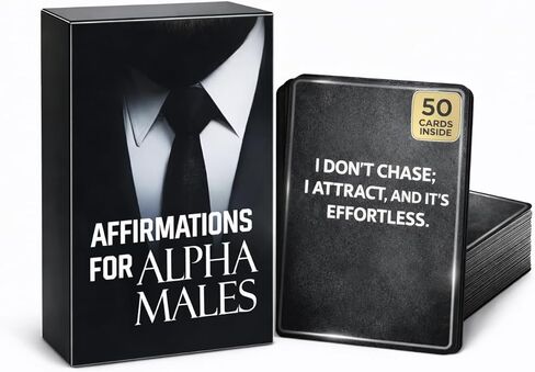 بطاقات تأكيد إيجابية إيجابية إيجابية ألفا للرجال- 50 تعويذة للثقة والانضباط والهيمنة- تُظهر قائدك الداخلي ، وجذب النجاح- المظهر المذهل للرجال الهدايا in Kuwait