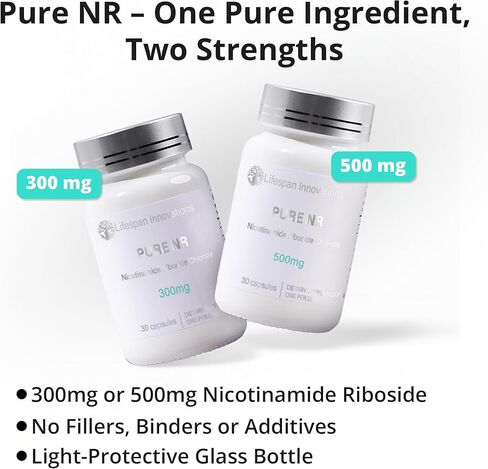 Lifespan Innovations Pure NR Nicotinamide Riboside 300mg - Single Ingredient Supplement - Supports NAD⁺ Levels, Cellular Energy & Healthy Aging. No Fillers or Binders. 30 Capsules, Glass Bottle in Saudi Arabia