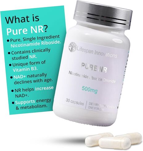 Lifespan Innovations Pure NR Nicotinamide Riboside 300mg - Single Ingredient Supplement - Supports NAD⁺ Levels, Cellular Energy & Healthy Aging. No Fillers or Binders. 30 Capsules, Glass Bottle in Saudi Arabia