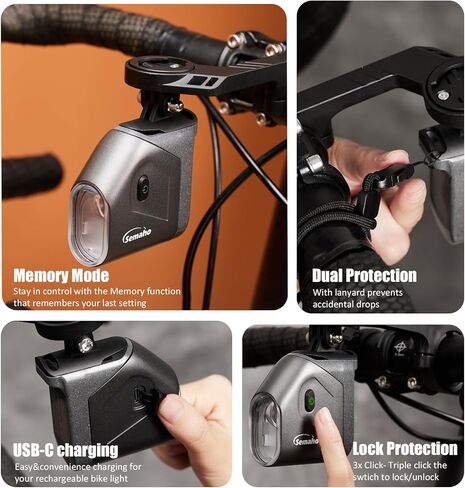 ضوء الدراجة 1600 لومن، أضواء الدراجة للركوب الليلي مع تثبيت بالأسفل، قابلة للشحن عبر USB، إضاءة أمامية مقاومة للماء IP66 لركوب الدراجات على الطرق الجبلية الحضرية in Kuwait