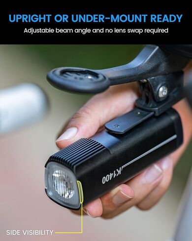 مصباح أمامي للدراجة RAVEMEN K1400، ضوء أمامي للدراجة 1400 لومن مع تشغيل/إيقاف تلقائي ومستشعر للضوء المحيط العالي/المنخفض IPX7 مقاوم للماء USB C للركوب ليلاً ونهارًا، خياران للتركيب in Kuwait