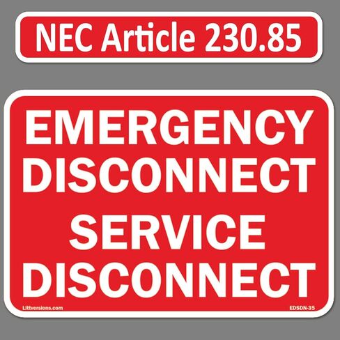5 Pack 5"x 3.5" NEC Compliant Emergency Disconnect Service Outdoor Laminated Labels Decal Sign Notice Sticker Elerctrical Panel Heavy Duty Vinyl Waterproof (Red and White) in Kuwait