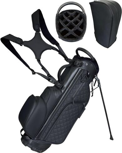 PU Leather Golf Bag for Men, Golf Stand Bags with 14 Way Full-Length Dividers, 2026 Luxury Plush Top Multiple Pockets Adjustable Dual Straps Golf Bags with Rain Cover in Saudi Arabia
