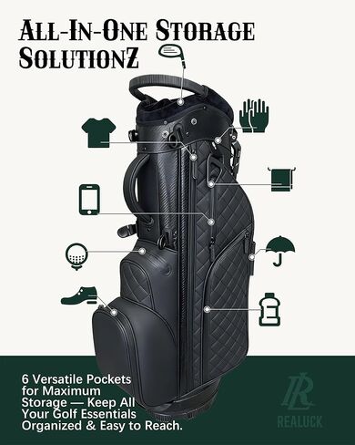 PU Leather Golf Bag for Men, Golf Stand Bags with 14 Way Full-Length Dividers, 2026 Luxury Plush Top Multiple Pockets Adjustable Dual Straps Golf Bags with Rain Cover in Saudi Arabia