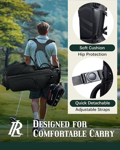 PU Leather Golf Bag for Men, Golf Stand Bags with 14 Way Full-Length Dividers, 2026 Luxury Plush Top Multiple Pockets Adjustable Dual Straps Golf Bags with Rain Cover in Saudi Arabia