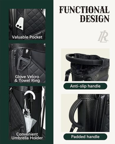 PU Leather Golf Bag for Men, Golf Stand Bags with 14 Way Full-Length Dividers, 2026 Luxury Plush Top Multiple Pockets Adjustable Dual Straps Golf Bags with Rain Cover in Saudi Arabia