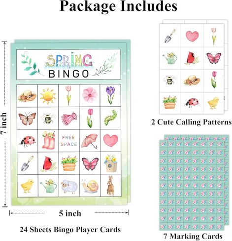 لعبة بطاقات سبرينج بينجو، لعبة بينجو للعائلة البالغة، لعبة بينجو للبالغين من المجموعات الكبيرة، لوازم الحفلات المفضلة لتزيين بينجو، 24 لاعبًا من ألعاب بينجو -03 in Kuwait
