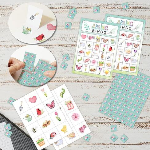 لعبة بطاقات سبرينج بينجو، لعبة بينجو للعائلة البالغة، لعبة بينجو للبالغين من المجموعات الكبيرة، لوازم الحفلات المفضلة لتزيين بينجو، 24 لاعبًا من ألعاب بينجو -03 in Kuwait