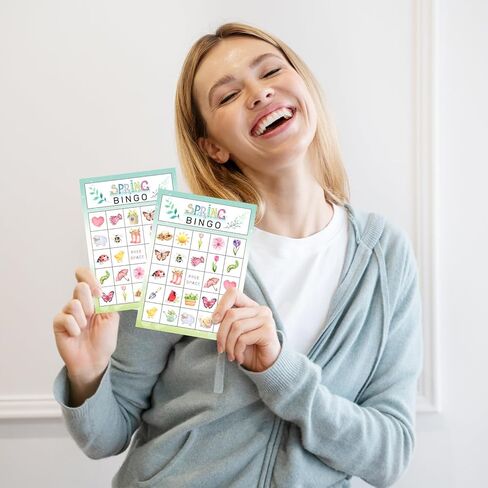 لعبة بطاقات سبرينج بينجو، لعبة بينجو للعائلة البالغة، لعبة بينجو للبالغين من المجموعات الكبيرة، لوازم الحفلات المفضلة لتزيين بينجو، 24 لاعبًا من ألعاب بينجو -03 in Kuwait