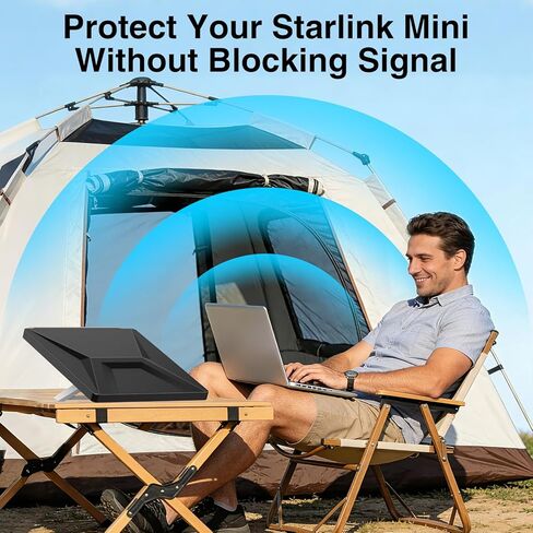 حافظة غطاء واقية صغيرة من ستارلينك، ملحقات ستارلينك الصغيرة، واقي طبق الأقمار الصناعية من السيليكون المقاوم للماء مضاد للبرد والصدمات، محمول لسقف قارب RV في الهواء الطلق (أسود) in Kuwait