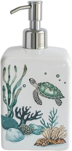 موزع سلحفاة البحر وعشب البحر من السيراميك من تشوولد مع مضخة بلاستيكية، حاوية صابون لوشن قابلة لإعادة الملء، زجاجة لوشن، موزع صابون لليدين in Kuwait