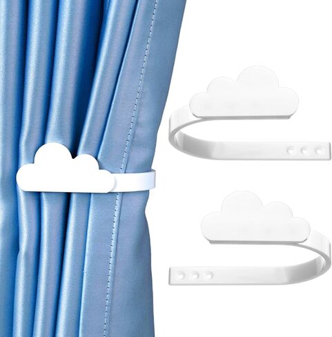 2 Pcs Cloud Shaped Curtain Tiebacks Curtain Acrylic Holdbacks with Screw Wall Mounted Tie Backs for Women Room Bedroom Decor in Saudi Arabia