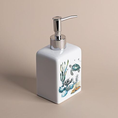 موزع سلحفاة البحر وعشب البحر من السيراميك من تشوولد مع مضخة بلاستيكية، حاوية صابون لوشن قابلة لإعادة الملء، زجاجة لوشن، موزع صابون لليدين in Kuwait