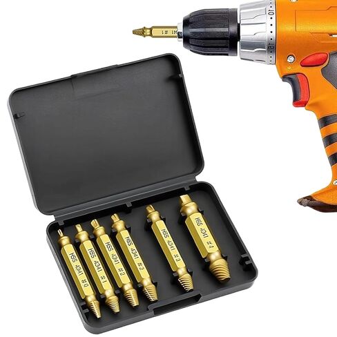 6pcs Screw Extractor Set with HSS 4341 Bits for Damaged and Broken Screws with Tool Box in Saudi Arabia