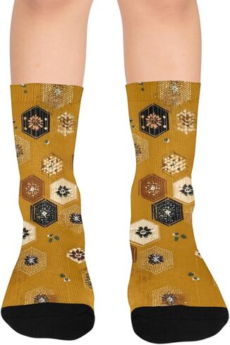 جوارب ذهبية سداسية فنية للمشي لمسافات طويلة - جوارب شتوية حرارية سميكة دافئة للأولاد والبنات الصغار للمدرسة، والارتداء اليومي والأنشطة الخارجية in Kuwait