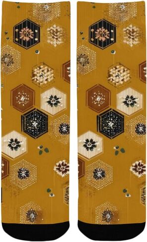 جوارب ذهبية سداسية فنية للمشي لمسافات طويلة - جوارب شتوية حرارية سميكة دافئة للأولاد والبنات الصغار للمدرسة، والارتداء اليومي والأنشطة الخارجية in Kuwait