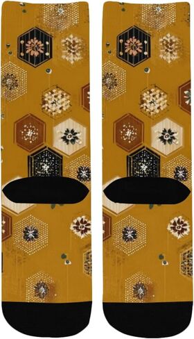 جوارب ذهبية سداسية فنية للمشي لمسافات طويلة - جوارب شتوية حرارية سميكة دافئة للأولاد والبنات الصغار للمدرسة، والارتداء اليومي والأنشطة الخارجية in Kuwait