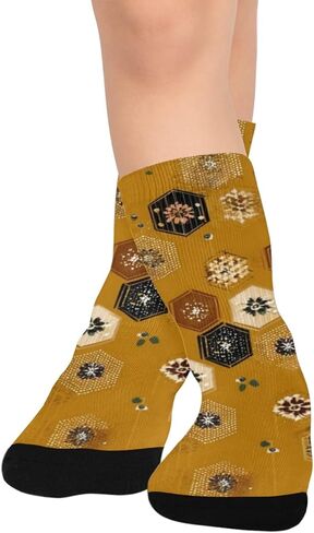 جوارب ذهبية سداسية فنية للمشي لمسافات طويلة - جوارب شتوية حرارية سميكة دافئة للأولاد والبنات الصغار للمدرسة، والارتداء اليومي والأنشطة الخارجية in Kuwait