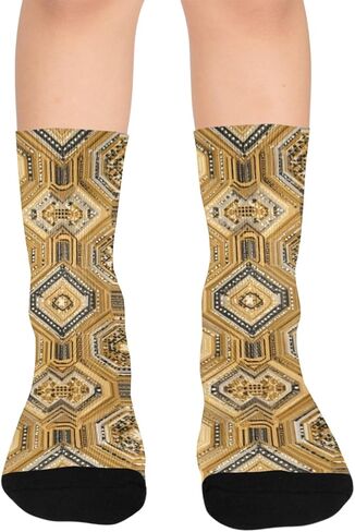 جوارب المشي لمسافات طويلة باللون البني بتصميم سداسي الشكل - جوارب شتوية حرارية سميكة دافئة للأولاد والبنات الصغار للمدرسة، والارتداء اليومي والأنشطة الخارجية in Kuwait