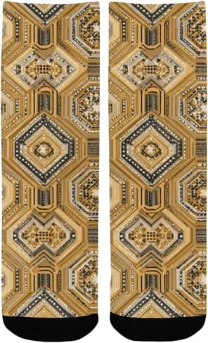 جوارب المشي لمسافات طويلة باللون البني بتصميم سداسي الشكل - جوارب شتوية حرارية سميكة دافئة للأولاد والبنات الصغار للمدرسة، والارتداء اليومي والأنشطة الخارجية in Kuwait