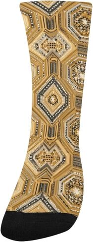 جوارب المشي لمسافات طويلة باللون البني بتصميم سداسي الشكل - جوارب شتوية حرارية سميكة دافئة للأولاد والبنات الصغار للمدرسة، والارتداء اليومي والأنشطة الخارجية in Kuwait