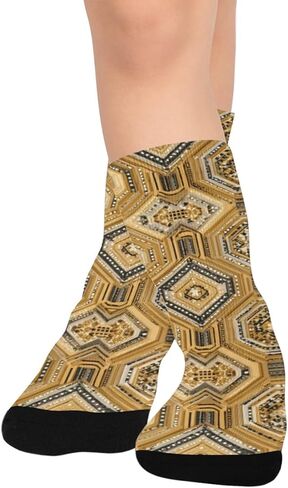 جوارب المشي لمسافات طويلة باللون البني بتصميم سداسي الشكل - جوارب شتوية حرارية سميكة دافئة للأولاد والبنات الصغار للمدرسة، والارتداء اليومي والأنشطة الخارجية in Kuwait