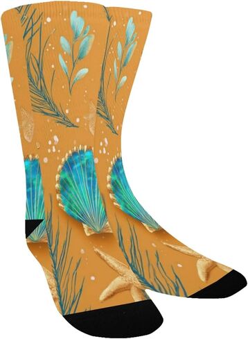 جوارب المشي لمسافات طويلة بنمط صدف ذهبي - جوارب شتوية حرارية سميكة دافئة للأولاد والبنات الصغار للمدرسة، والارتداء اليومي والأنشطة الخارجية in Kuwait