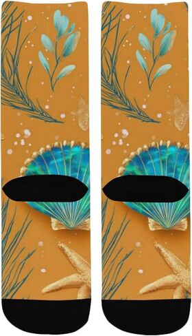 جوارب المشي لمسافات طويلة بنمط صدف ذهبي - جوارب شتوية حرارية سميكة دافئة للأولاد والبنات الصغار للمدرسة، والارتداء اليومي والأنشطة الخارجية in Kuwait