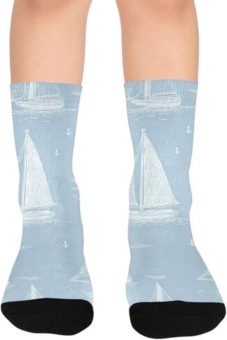 جوارب المشي لمسافات طويلة على شكل قارب شراعي بحري - جوارب شتوية حرارية سميكة دافئة للأولاد والبنات الصغار للمدرسة، والارتداء اليومي والأنشطة الخارجية in Kuwait