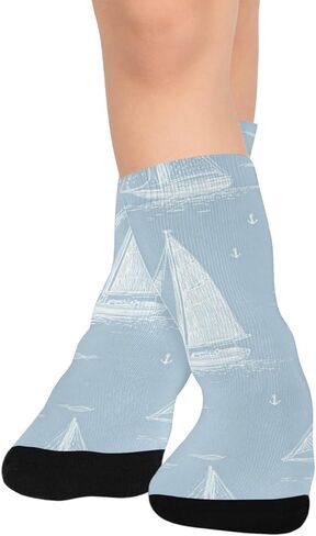 جوارب المشي لمسافات طويلة على شكل قارب شراعي بحري - جوارب شتوية حرارية سميكة دافئة للأولاد والبنات الصغار للمدرسة، والارتداء اليومي والأنشطة الخارجية in Kuwait