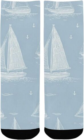 جوارب المشي لمسافات طويلة على شكل قارب شراعي بحري - جوارب شتوية حرارية سميكة دافئة للأولاد والبنات الصغار للمدرسة، والارتداء اليومي والأنشطة الخارجية in Kuwait