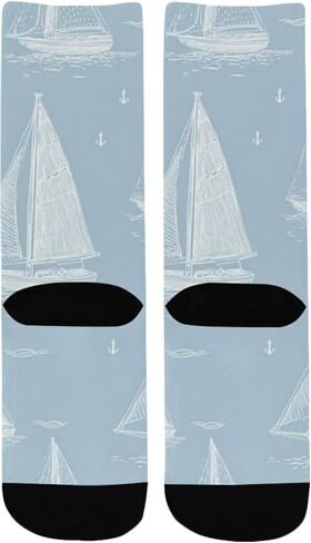 جوارب المشي لمسافات طويلة على شكل قارب شراعي بحري - جوارب شتوية حرارية سميكة دافئة للأولاد والبنات الصغار للمدرسة، والارتداء اليومي والأنشطة الخارجية in Kuwait